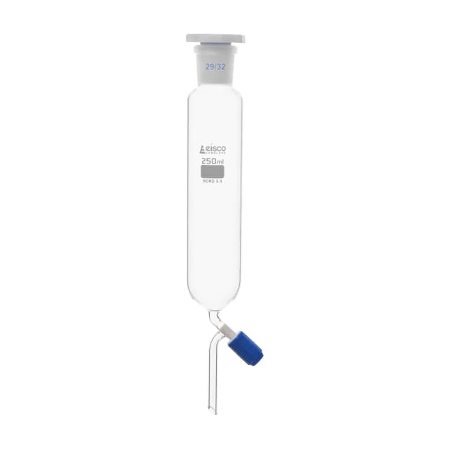 Funnel Dropping - Cylindrical, cap. 50ml, socket size 19/26, borosilicate glass, graduated cylindrical with screw type Rotaflow stopcock & interchangeable plastic stopper