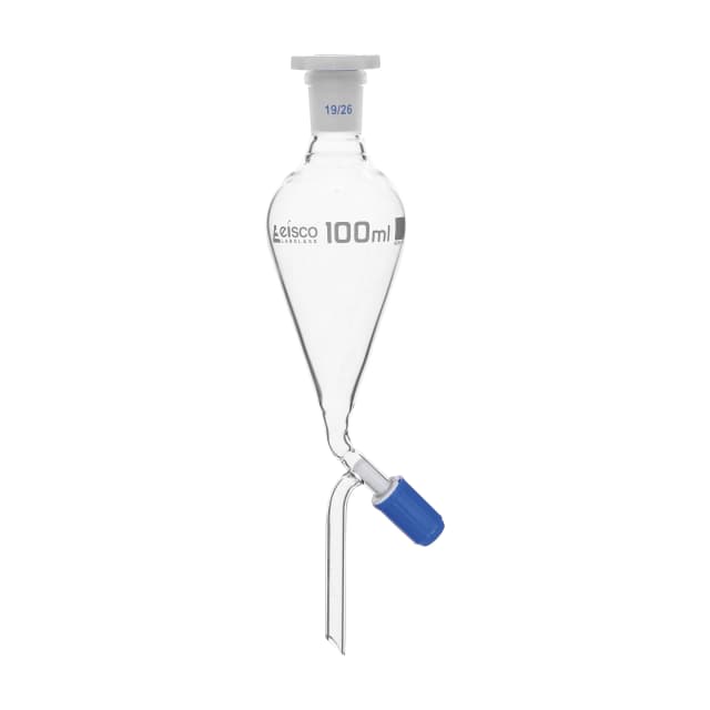 Funnel Separating - Squibb, cap. 500ml, socket size 24/29, borosilicate glass, with interchangeable plastic stopper and Rotaflow stopcock, Un-Gradauted