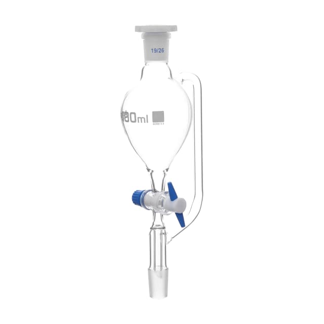 Funnel Separating -Pear Shaped, Pressure Equalising PTFE Key Stopcock 100 ml Scoket/Cone Size 14/23