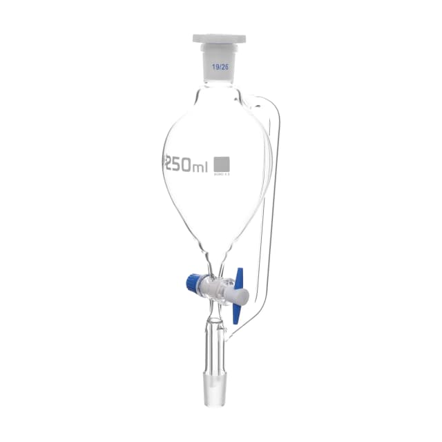 Funnel Separating -Pear Shaped, Pressure Equalising PTFE Key Stopcock 500 ml Scoket/Cone Size 29/32