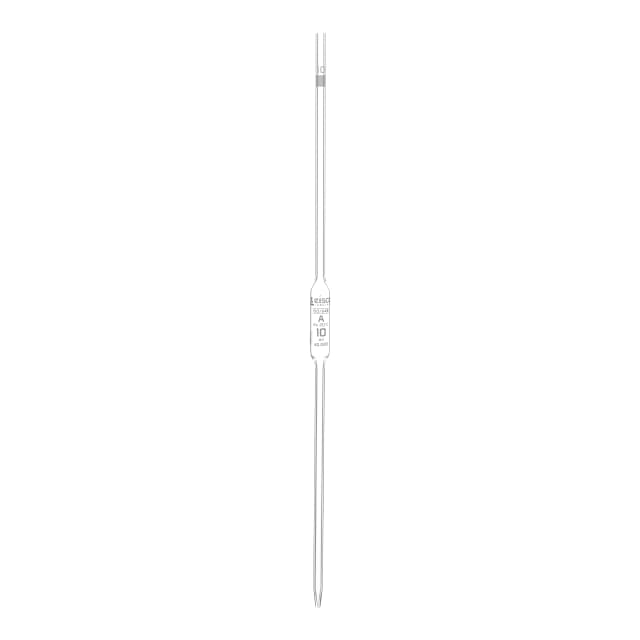 Pipette class 'A' 10ml, Borosilicate glass, White Printing bulb form, Red