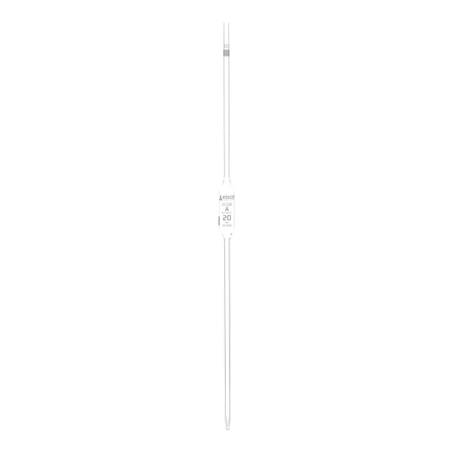 Pipette class 'A' 20ml, Borosilicate glass, White Printing bulb form, Yellow