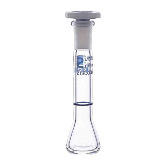 Flask Volumetric with USP & individual work certificate, Polypropylene Stopper,Class A, 2ml,socket size 7/16, borosilicate glass.Blue Printing