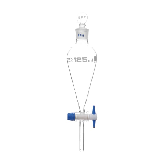 Squibb Separating Funnel - PTFE Key Stopcock,PE Stopper - ASTM, Capacity 125ml