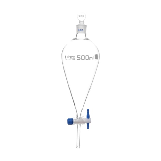 Squibb Separating Funnel - PTFE Key Stopcock,PE Stopper - ASTM, Capacity 500ml