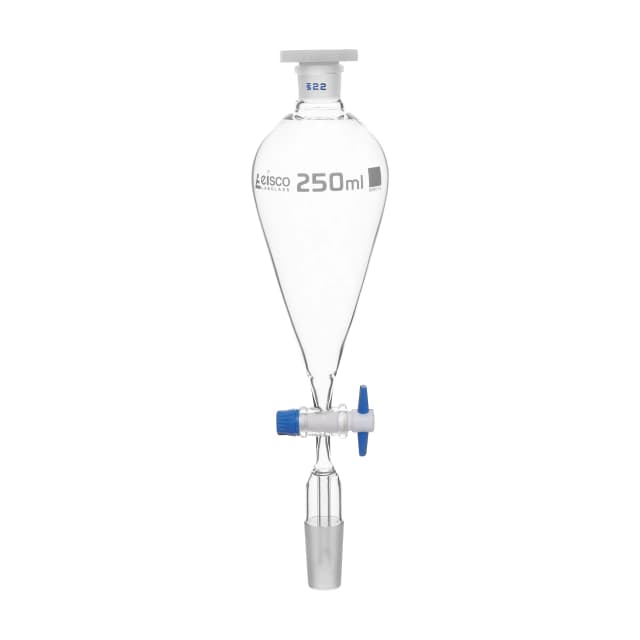 Squibb Separating Funnel - PTFE Key Stopcock,PE Stopper, Stem with Cone - ASTM,Capacity 125ml,14/20