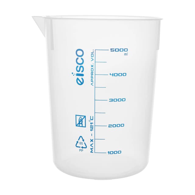 Beaker - Polypropylene, low form with spout Screen Printed 5000 x 500ml